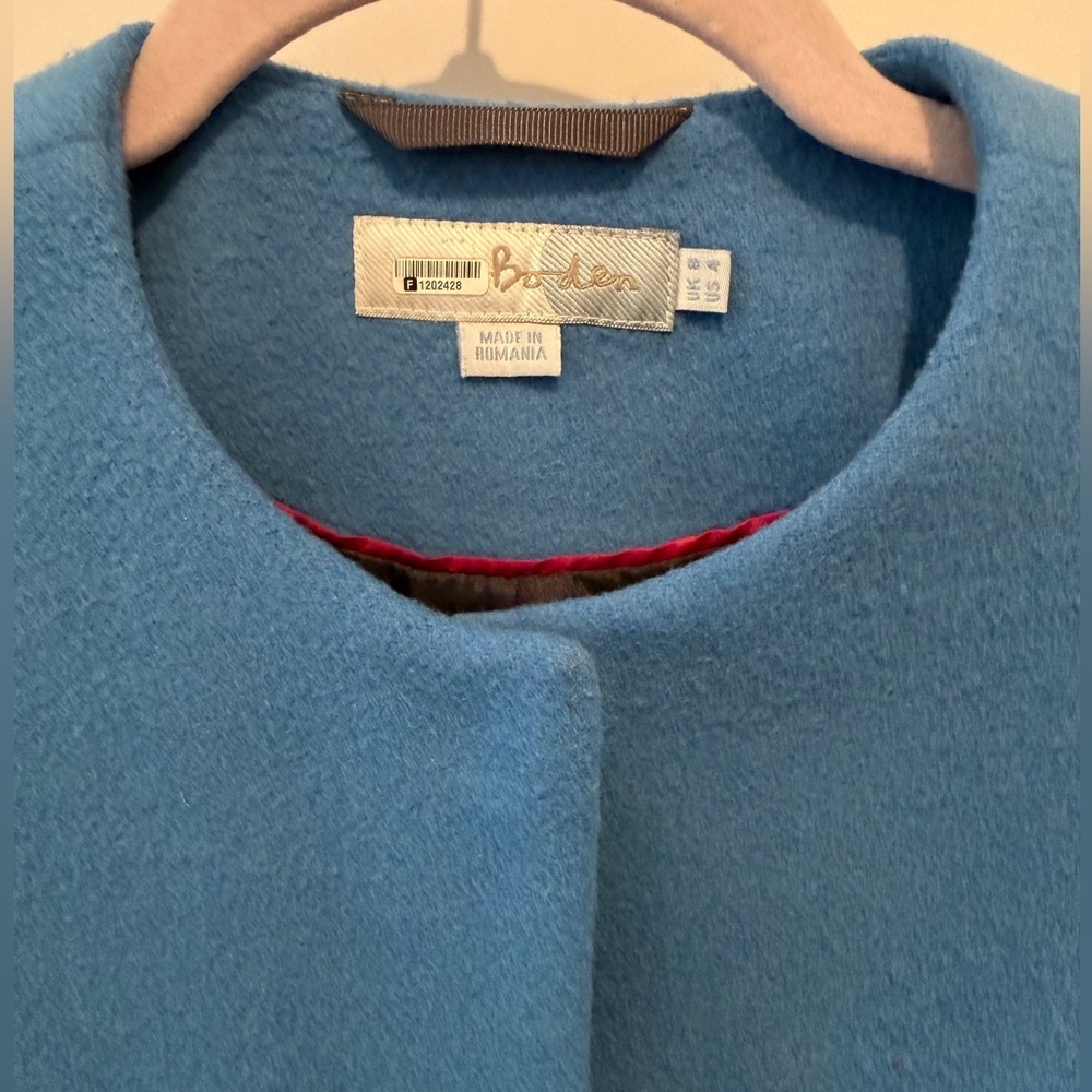 Boden Claudia Collarless Jacket Navy Size UK 8 US 4 cashmere and wool - Picture 4 of 11